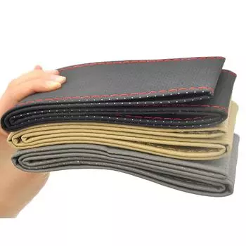 DIY Artificial Leather Auto Car Steering Wheel Cover Hand Sewing Hand-stitched With Thread needle Breathable Universal чёрный