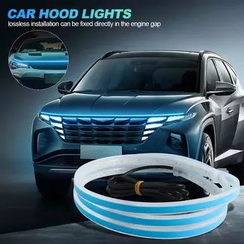 DIY автомобильный капот световая полоса дневного света бегущая полоса сканирования освещение IP68 гибкие автоматические резаки огни декоративные неоновые лампы 12 В 120CM белый