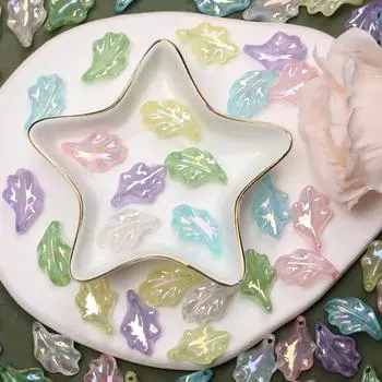 DIY аксессуары для браслетов 10 шт. акриловая имитация глазури подвеска листья бусины изготовление ювелирных изделий УФ-покрытие цвет креатив белый