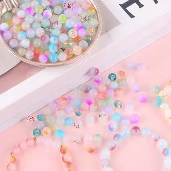 DIY аксессуары изысканные стеклянные 8 мм фантазийные свободные бусины желе двухцветный браслет ожерелье ручная работа круглые 50 шт бисер ювелирный материал