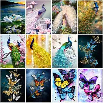 DIY Бабочка 5D Алмазная Картина Полная Круглая Дрель Животное Алмазная Вышивка Крестом Стразы Мозаика Домашний Декор Подарок Full Round 20x30CM