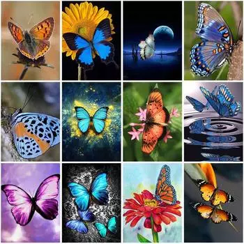 DIY Бабочка 5D алмазная живопись полная круглая дрель животное Алмазная вышивка наборы крестиков мозаика подарок настенное искусство домашний декор Full Round 20x30CM