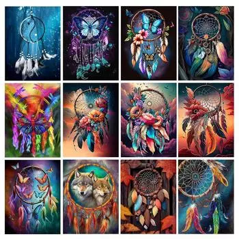 Diy Бабочка Алмазная картина Новые поступления Красочные перья Перезвон ветра Полный горный хрусталь Вышивка Мозаика Животные Волк Наборы для вышивки крестом AA4517 Square drill 30x40cm белый
