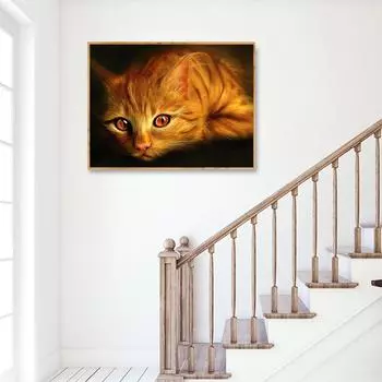 DIY Beach Cat 5d Полный алмазный крестик Ручная роспись 30*40 cm