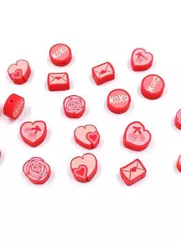 Материал для бисероплетения своими руками, изготовление ювелирных изделий, браслет, мягкая керамика, серьги для ожерелья, 10 шт., красные смешанные бусины Style 2/ 10Pcs