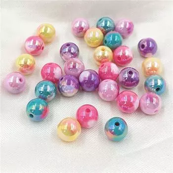 DIY Beads Double Sided Handmade Bracelets 10Pcs Necklace Accessories UV Dazzle Color 12mm Round Acrylic Peach Heart Creative Fashion жёлтый