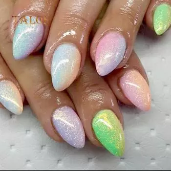 DIY блестящий пигмент для дизайна ногтей пудра пыль радужная тенденция мерцающее зеркало с эффектом русалки