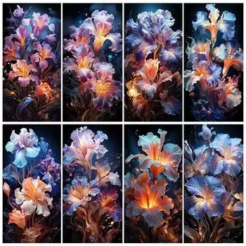 Diy Большой Размер Цветной Цветок Ириса Алмазная Живопись Наборы Искусства 5D Полная Алмазная Мозаика Вышивка Горный Хрусталь Картина Настенный Декор J3769 square 30x60cm белый
