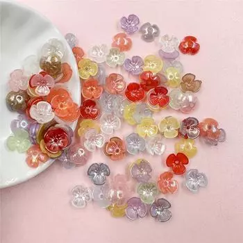 DIY Bracelet Necklace Multicolor Colorful Spacer Loose Beads with Hole Acrylic Small Flower Beads Jewelry Making Charms 100Pcs 9.5mm Accessories 100pcs about9.5mm прозрачный