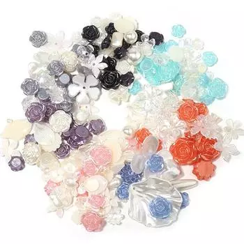 DIY браслет ожерелье аксессуары смешанный стиль мода 5-41 мм случайный размер подвески искусственный жемчуг цветок бусины ювелирные изделия материал изготовление креативные бусины чёрный