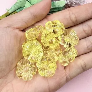 DIY Браслет Свободные бусины Модные серьги 19,3 мм Цветки сливы Акриловый кристалл Материал ручной работы Аксессуары Изготовление ювелирных изделий 10 шт. Прозрачные бусины жёлтый
