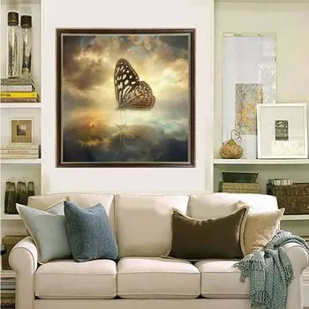 DIY Алмазная картина Вышивка крестом Мозаика Полная вышивка Бабочка на воде Алмазная вышивка 30x30CM