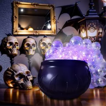 DIY Bubbling Cauldron Set Halloween Decorations Indoor ,Black Plastic Bowl Decoration for Home Kitchen Room Party Table