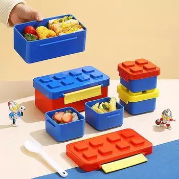 DIY Building Blocks Bento Box Kids Building Blocks Snack Box Student Lunch Box Fruit Box Outdoor Picnic Box Tableware