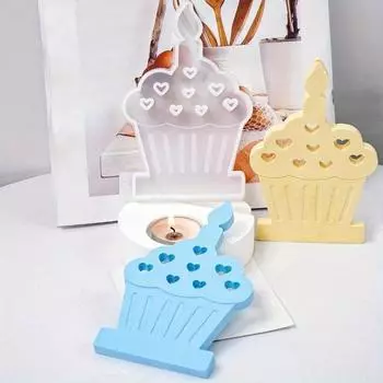 DIY Cake Tea Light Candle Holder Silicone Mold Heart Cake Candlestick Molds Resin Gypsum Craft Gifts Making Home Brithday Decor Thin cake plugin mold