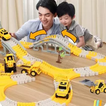 DIY Car Race Magic Rail Track Sets Brain Game Гибкая Изогнутая Создает Игрушки Транспортных Средств Пластиковая Цветная Железная Дорога для Подарков Детям