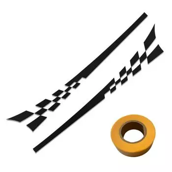 DIY Car Stickers Left and Right Pair Makeover Waterproof Block Check Checkered Flag Side Sticker Decal Masking Tape Included D.Stomo (Black)