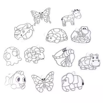 DIY Cartoon Animals Suncatchers Craft Window Painting Toys Filing Drawing Board Sun Catcher Hanger 4pcs dinosaur