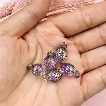 DIY цепочка для мобильного телефона, прозрачная клубника, красочная модная подвеска ручной работы, 5 шт., 9,7*17 мм, свободные бусины для изготовления браслетов, ювелирных изделий зелёный