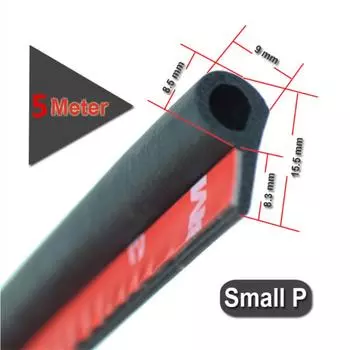 DIY Черный 5M Маленький P Тип Дверной Уплотнитель Звукоизоляция Шумоизоляция Резина