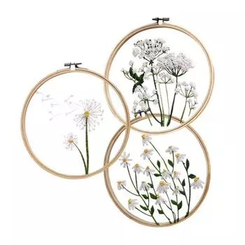 Diy Chinese Style 3D Transparent Yarn Embroidery Hand Embroidery Material Package + 20CM Round Embroidered Frame