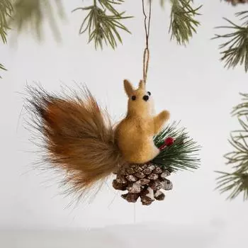 DIY Christmas Tree Decorations Foam Simulated Squirrel Pendant Home Party Style2