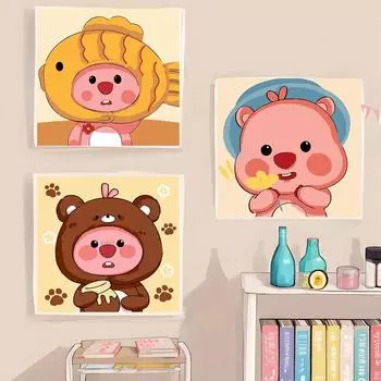 Diy Цифровая масляная живопись Масляная живопись Ручная мультяшная заливка Живопись Цветная живопись Киоск Канцелярский магазин 20 * 20 [Back Plastic Seal] бобровый