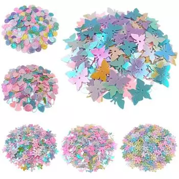 DIY аксессуары для одежды ромашка цветок сердце вишневый цвет бабочка бисер пайетки 500 шт ПВХ нашивка магический цвет мода 6 стиль креатив Dolphin