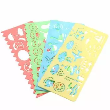 DIY Craft Cartoon Spirograph Plastic Drawing Rulers Painting Template School Painting Supplies