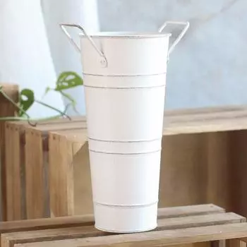 DIY Craft Креативное жестяное ведро для цветов Прочная переносная жестяная бочка в стиле ретро Круглая с ручками Кованая ваза Домашний декор серебряный