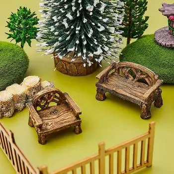 DIY Craft Мини-скамейка из смолы Миниатюрные парковые сиденья Украшения Садовые стулья Набор мебели Фигурки Single Seat