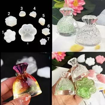 DIY Crafts Ароматная штукатурка Полимерная глина УФ-эпоксидная силиконовая форма Quicksand Flash Drilling Брелок в виде кошачьей лапки Смола Mold 1