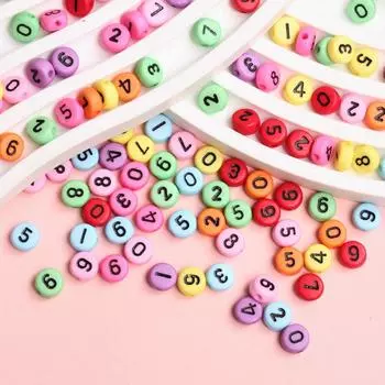 DIY Crafts Loose Beads Handmade Material Acrylic Spacer Beads For Jewelry Making 100Pcs/7mm Multicolor Fingdings black+white