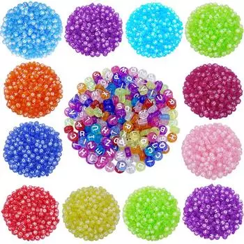 DIY Crafts Loose Бусины Ожерелье Браслет Подвеска Цветной фон белые буквы 50 шт./лот 7 мм Для изготовления ювелирных изделий Прозрачные буквы 7mm 50Pcs фиолетовый