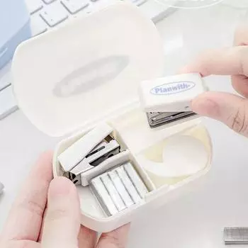 DIY Crafts Mini Punch Stepler Kit INS Punch Machine Kit Канцелярские принадлежности Scrapbook Tools Set Student белый