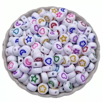 DIY Crafts Necklace Bracelet Moon Star Flower Wholesale For Jewelry Making 60Pcs 4*7mm Loose Beads Pendant beads