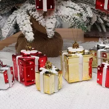 DIY Crafts окрашенный рождественский подарок пластик 4/5 см елочное украшение подвеска подвесное украшение рождественские подарки коробки подвеска