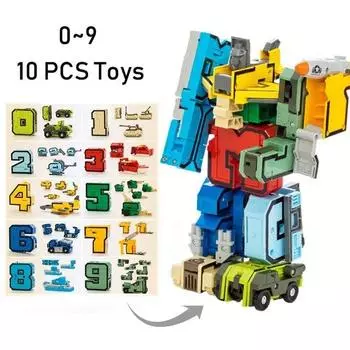 DIY Creative Building Blocks Educational Toys Assembling Action Figure Transformation Number Robot Deformation Robot Toy for Kid