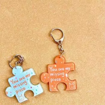 Diy Creative You Are My Missing Piece Брелок-головоломка с алфавитом для пар, брелок из сплава, ювелирное изделие, подарок розы красного