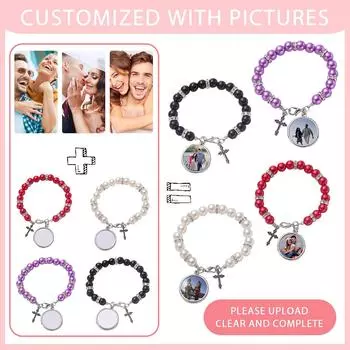 DIY Custom Heat Transfer Rosary Metal Jewelry Браслет DIY Браслет One Size чёрный