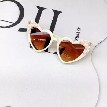 Diy Cute Children S Sunglasses Pearl Girls Beach Wear Travel Sunscreen Uv Protection Glasses