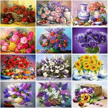 DIY цветочная 5D алмазная живопись полная круглая дрель цветок Алмазная вышивка крестиком мозаичные наборы настенное искусство домашний декор Full Round 20x30CM