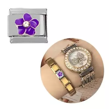 DIY Цветочные итальянские подвески-звенья подходят для браслета 9 мм, аксессуары для браслетов из нержавеющей стали, ювелирные изделия, цветочный модуль 17