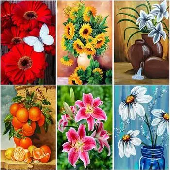 DIY цветок 5D алмазная живопись полная круглая дрель Алмазная вышивка наборы крестиков мозаика настенное искусство горный хрусталь домашний декор Full Round 20x30CM