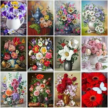 DIY цветок 5D алмазная живопись полная круглая дрель цветочная Алмазная вышивка наборы крестиков мозаика настенное искусство домашний декор подарок Full Round 20x30CM