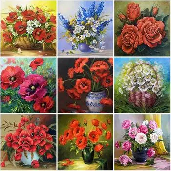 DIY цветок 5D алмазная живопись полный круглый набор сверл мозаика Цветочная Алмазная вышивка крестиком стены книги по искусству домашний декор подарок Full Round 20x20CM
