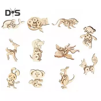 DIY деревянная 3D модель кошки, собаки, лисы, головоломка, игрушка в подарок Kangaroo#