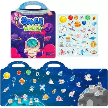 DIY детская вселенная планета желе тихая книга раннее образование интерес обучение образовательная авиация желе наклейка книга