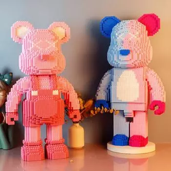 DIY Детские игрушки Мультфильм Мини Любовь Жестокий Медведь Модель Bearbrick со Световым Строительным Блоком Микро-Кирпичи Рождественский Подарок На День Рождения