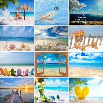 Diy Diamond Painting 5d Seaside Landscape Full Round Drill Diamond Вышивка крестом Starfish Handcraft Wall Full Round 20x30CM